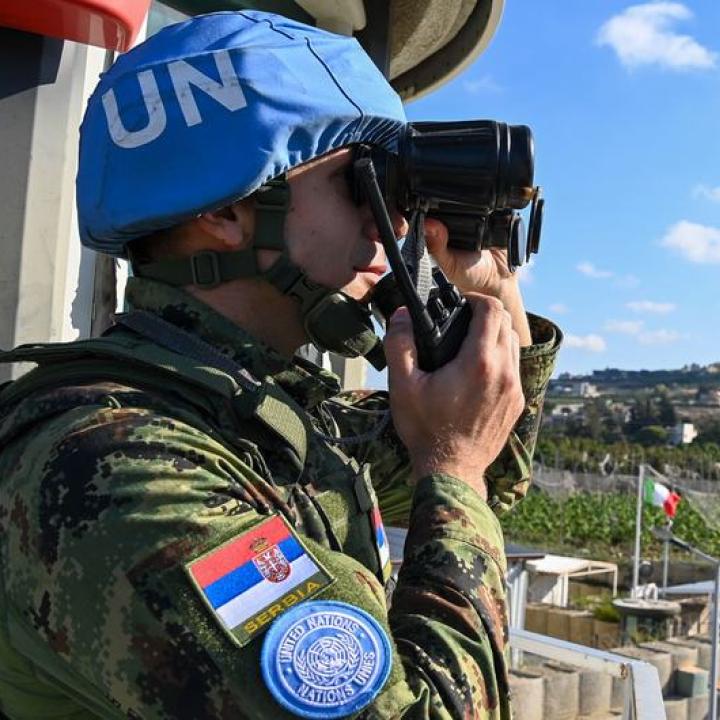 A UNIFIL peacekeeper on duty in Lebanon - source: United Nations